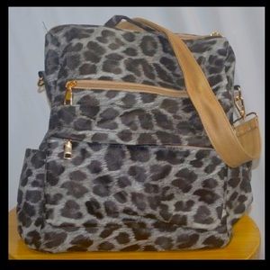 Gray Leopard Convertible Backpack